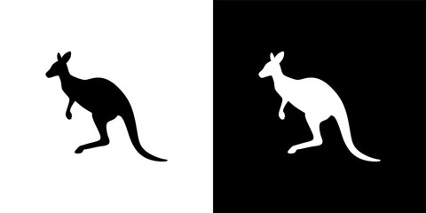 Two kangaroo silhouettes, one black on white, the other white on black, presented side-by-side.