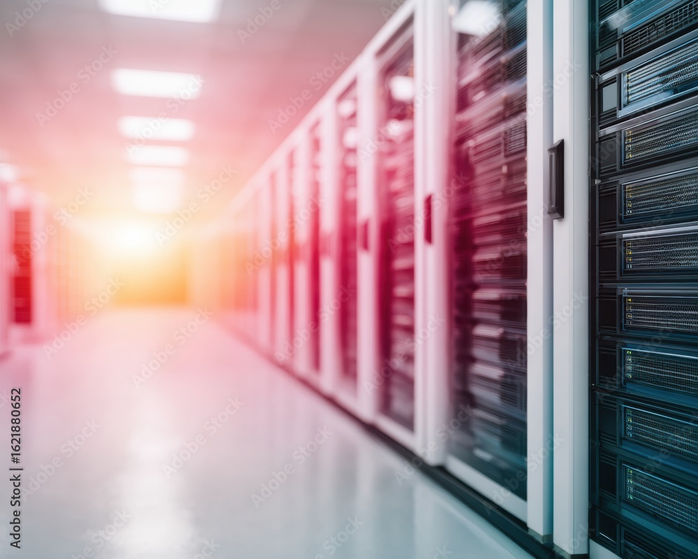 Poster modern high-quality digital server room with powerful it backbone professional tech infrastructure f