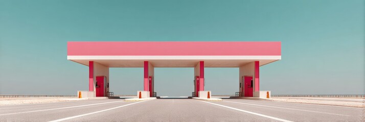 Modern Italian Toll Station with Clear Signage and Vehicles Premium Travel Infrastructure for Professional Roadway Marketing and Authentic European Adventure Content