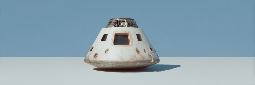 High-Quality Space Command Module Capsule with Re-entry Shield and Retro-Thruster Details for Professional Aerospace Marketing and Editorial Content