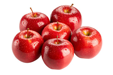 Juicy Red Apples with Water Droplets, isolated on transparent background