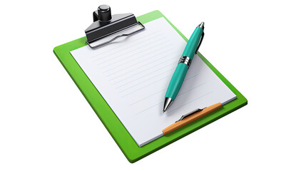 3d icon with clipboard with pen on white background