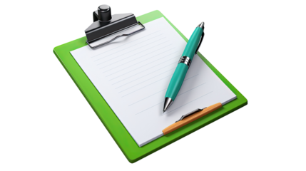 3d icon with clipboard with pen on white background