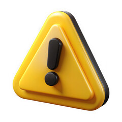 Yellow warning triangle with exclamation mark isolated on transparent background