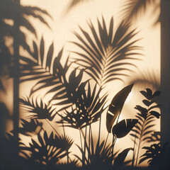 Tropical leaf shadow on neutral wall