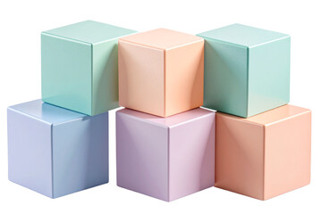 Soft Pastel Color Blocks with Shadow Play, isolated on transparent background