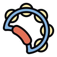 Tambourine icon flat line style illustration representing rhythm and percussion instruments suitable for music education cultural events and performance projects
