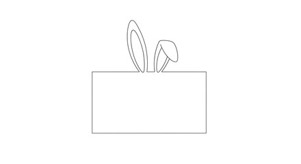 Easter bunny ears peek over a blank rectangle, perfect for holiday greetings and designs