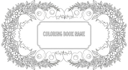 Intricate floral egg and flower coloring page design for books, crafts, or creative projects