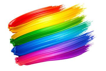 Vivid Rainbow Paint Strokes with Glossy Texture, isolated on transparent background
