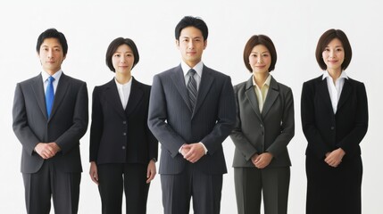 並んだスーツの人々