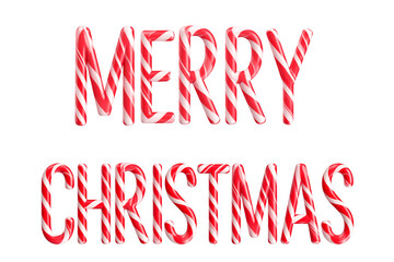 Red Candy Cane Striped Merry Christmas Typography