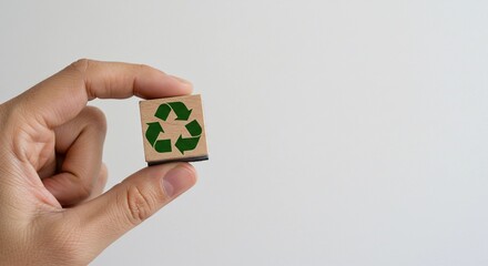 a hand holding the recycling symbol
