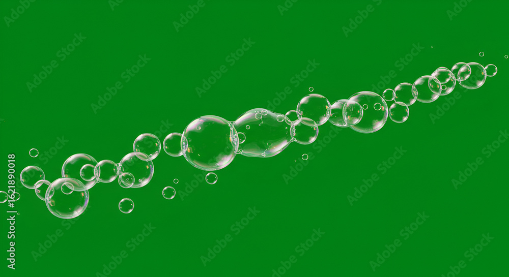 Aufkleber bubbles floating on green background offer a fresh and calming visual effect