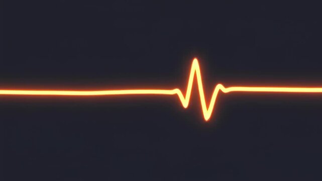 Animated orange EKG line revealing irregular heartbeat rhythm on dark background