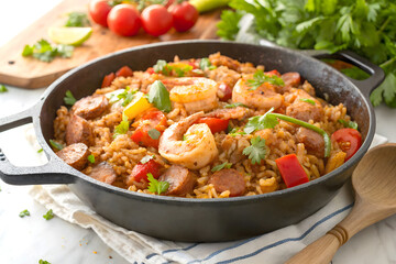 Delicious Louisiana Jambalaya with Shrimp, Sausage, and Rice
