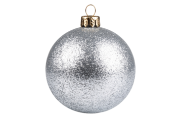 Silver Glitter Christmas Ball with Subtle Sparkle