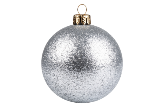 Silver Glitter Christmas Ball with Subtle Sparkle