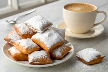 Delicious Fluffy Beignets Dusted with Powdered Sugar