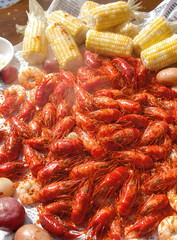 Delicious Louisiana Crawfish Boil with Corn and Potatoes