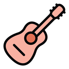Guitar icon flat line style illustration representing music performance and string instruments suitable for music apps concerts and educational materials