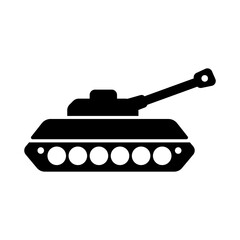 Obraz premium Military Tank Glyph Icon, Armored Vehicle for War and Defense Combat Symbol