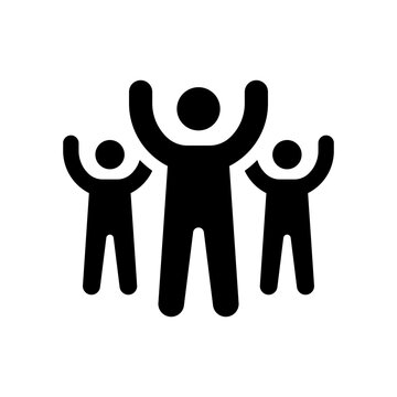 Group Happy People Glyph Icon, Team Joy Expression Symbol for Community and Celebration