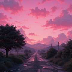 Beautiful view of Purple sky illustration design
