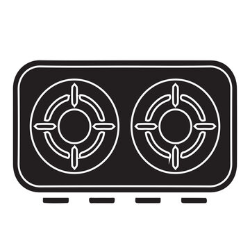 black stove top with two burners clip art preview