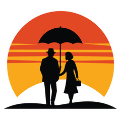 man and woman under umbrella