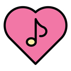 Music passion icon flat line style illustration representing love for music and artistic expression suitable for music blogs fan communities and creative projects