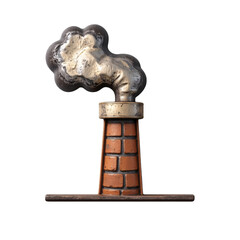 Industrial emission release factory illustration urban setting close-up view environmental impact