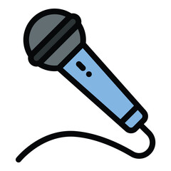 Mic icon flat line style illustration representing audio recording and voice communication suitable for podcasts music production and broadcasting projects