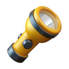 Yellow cartoon flashlight isolated on transparent background