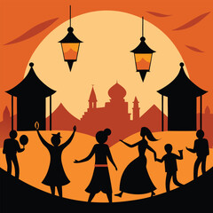 silhouette of a girl with a lantern
