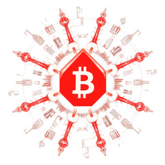 Bitcoin symbolic illustration cryptocurrency sphere digital art abstract design close-up financial technology