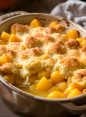 Delicious Warm Peach Cobbler with Golden Crumb Topping