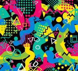 Colorful Memphis Style Abstract Pattern