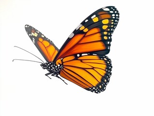 Fototapeta premium Monarch Butterfly Illustration, Orange Insect, Nature Education, Spring Summer Decor, Animal Theme Art Element