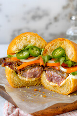 Authentic Vietnamese Banh Mi Sandwich with Fresh Fillings