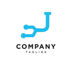 Letter J Electronic Logo Icon Vector
