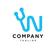 Letter W Electronic Logo Icon Vector