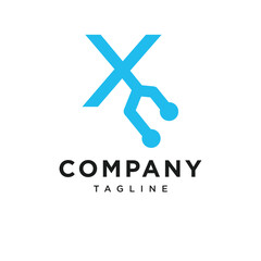 Letter X Electronic Logo Icon Vector