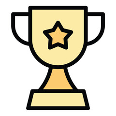 Trophy icon flat line style illustration representing achievement and recognition suitable for award ceremonies success tracking and competitive events projects