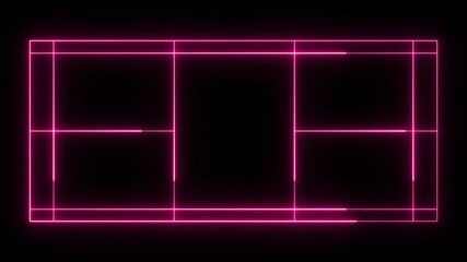 Neon lights match badminton isometric field video animation with black background. - Powered by Adobe