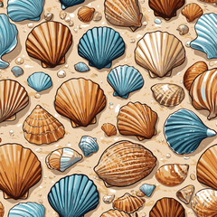 vector illustration of shells on beach