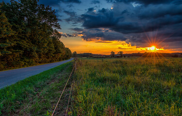 sunset in the countryside