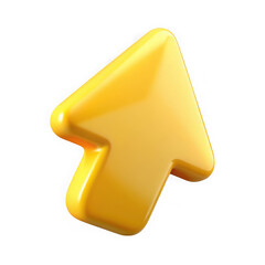 Shiny yellow arrow cursor icon isolated on transparent background
