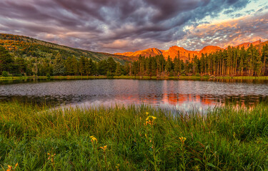 sunset over the lake