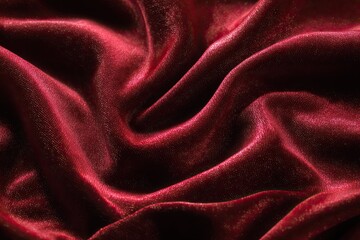 Fototapeta premium Deep crimson velvet draped in swirling folds
